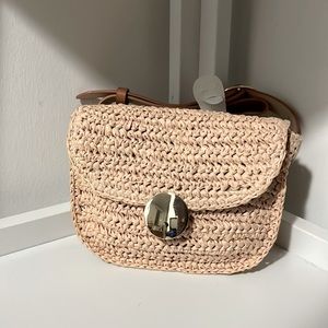 Light beige, Straw Belt Bag.